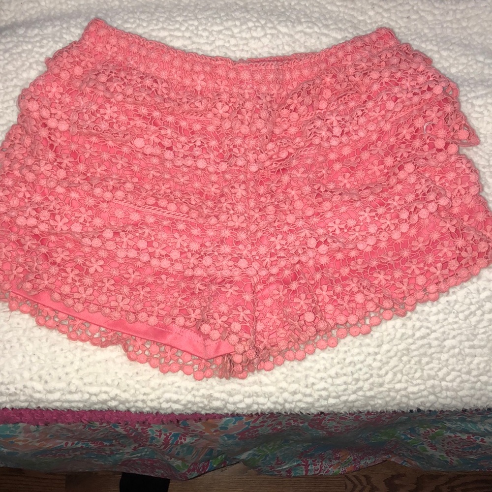 Pink lace shorts